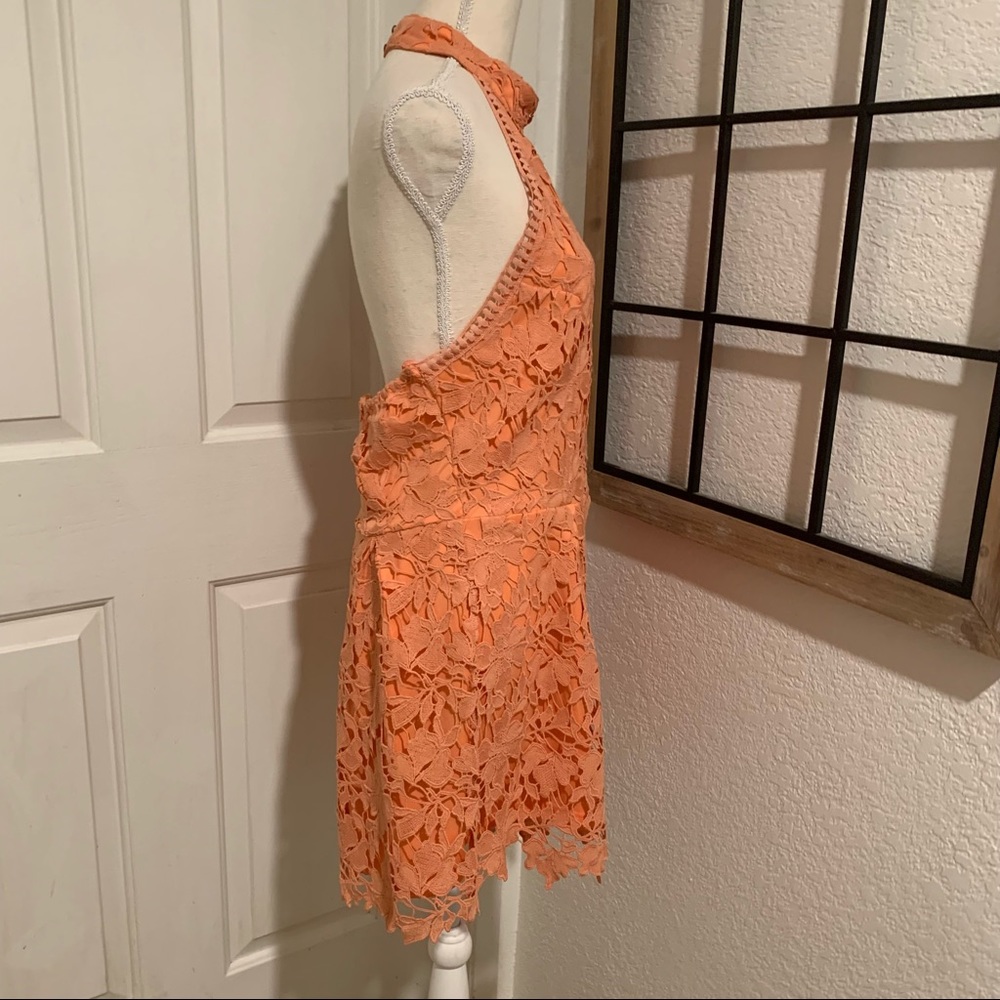 Fab’rik orange guipure lace halter romper Large - Picture 6 of 7